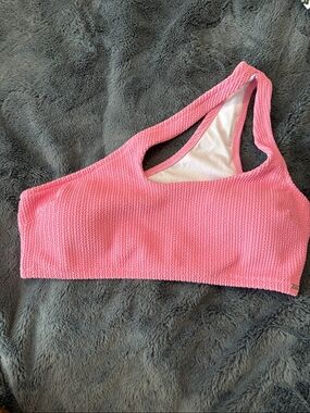EUC PINK One-Shoulder Pink Textured Bikini Top Size Large
